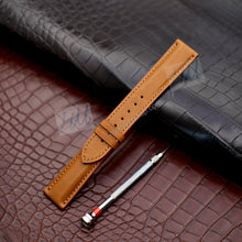 Load image into Gallery viewer, Gold Brown Leather Strap 18mm 20mm 21mm 22mm - HU Watch strap
