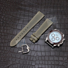 Load image into Gallery viewer, Vintage army green leather strap - HU Watch strap
